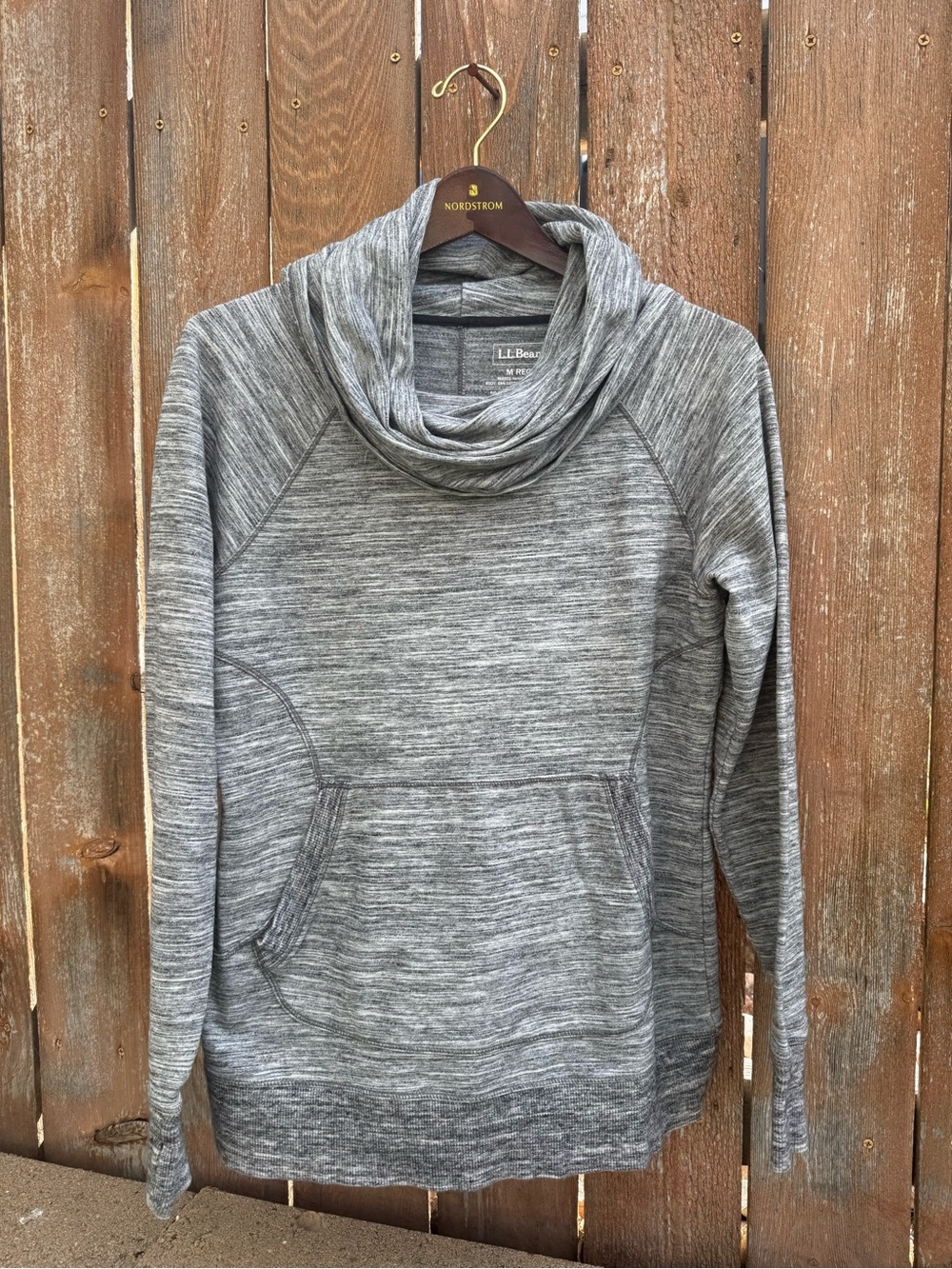 L.L. Bean Women's Gray Marled Cowl Neck Pullover Sweatshirt Size Medium